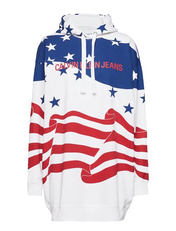 Calvin Klein Jeans Flag Hoodie Dress, 9 (Flag Aop Surf The Web Multi) (69.95 €) - Calvin Klein Jeans - | Boozt.com