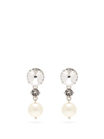 MIU MIU  Crystal and faux-pearl drop clip-on earrings