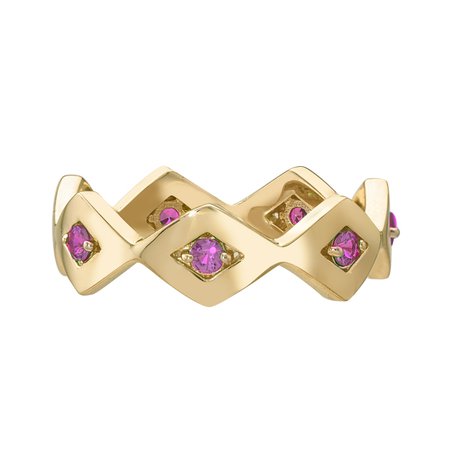 Lucia Eternity Band with Colored Gemstones in 14K Yellow Gold with Pink Sapphires by GiGi Ferranti
