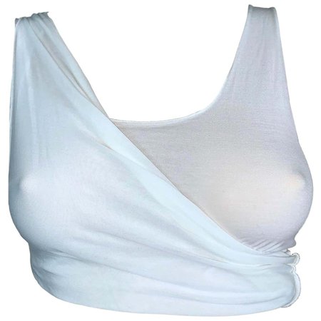 S/S 2001 Gucci by Tom Ford Sheer White Cut-Out Crop Tank Top For Sale at 1stDibs