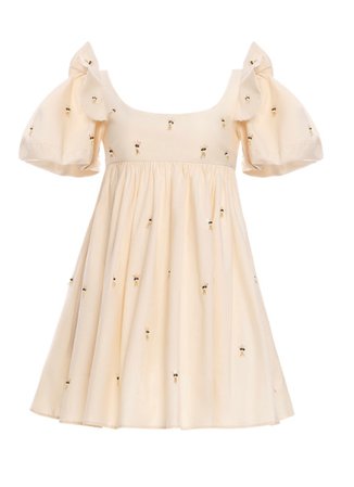 cream peach dress