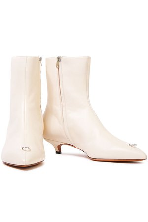 Beige Embellished leather ankle boots | Sale up to 70% off | THE OUTNET | MARNI | THE OUTNET