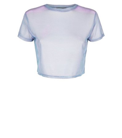 Purple 2 Tone Mesh Boxy Crop T-Shirt | New Look