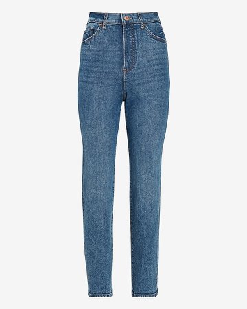 Super High Waisted Medium Wash Slim Jeans