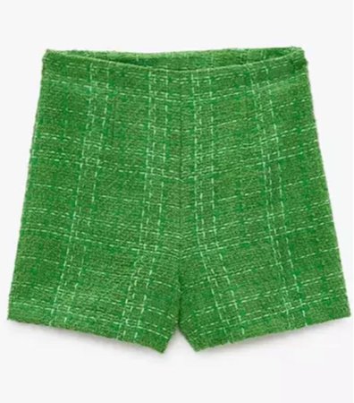 green tweed shorts