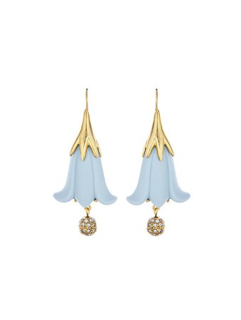 Resin Flower & Pavé Ball Earrings| Earrings| Oscar de la Renta French Blue | Oscar de la Renta
