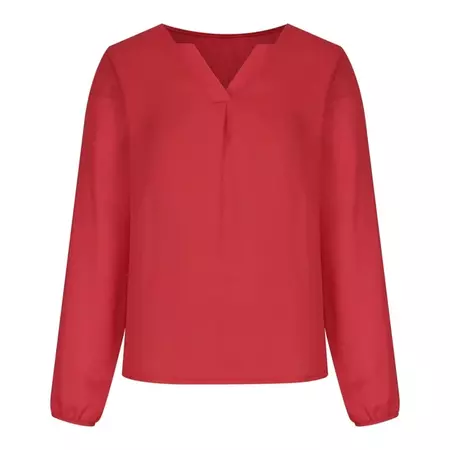 YWDJ Oversized T Shirts for Women Women's Satin Socket V-Neck Solid-color Commute Long Sleeve Blouses Shirt Tops Red M - Walmart.com