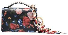 Drew Faux Pearl-embellished Floral-print Leather Shoulder Bag