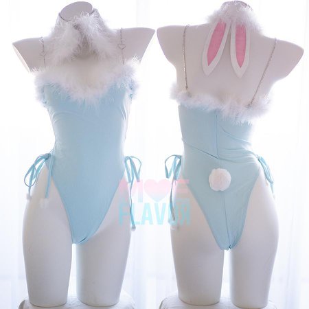 Christmas Japanese Kawaii Blue Winter Sexy Bunny Suit Lingerie Heart Rhinestone MF02020– SYNDROME - Cute Kawaii Harajuku Street Fashion Store