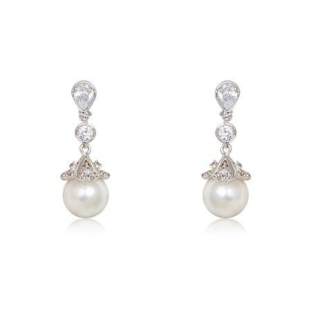 Pearl hanging top earrings