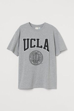 Oversized Printed T-shirt - Gray