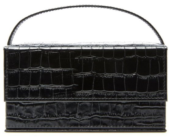 L’AFSHAR Black Croc Box Handbag