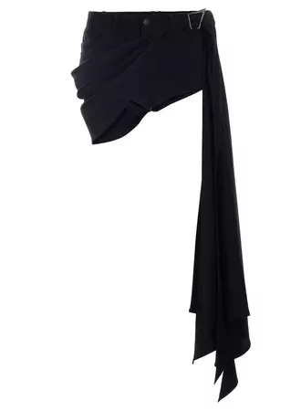 black draped spiral denim shorts | MUGLER Official Website – Mugler