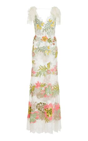 Floral Appliquéd Lace Maxi Dress By Elie Saab | Moda Operandi