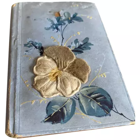Sweet Little Vintage Pale Blue Pocketbook Compact Velvet Pansy Flower - Ruby Lane