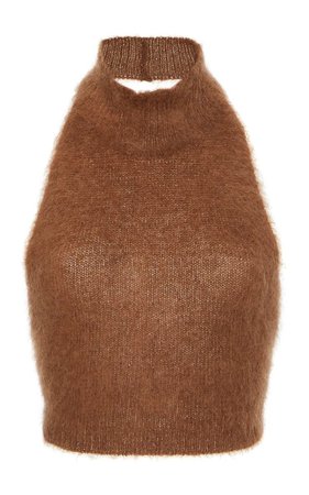 brown furry halter top