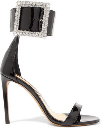 Yasmin Swarovski Crystal-embellished Patent-leather Sandals - Black