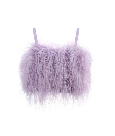 feather fur pastel lilac purple crop top tank