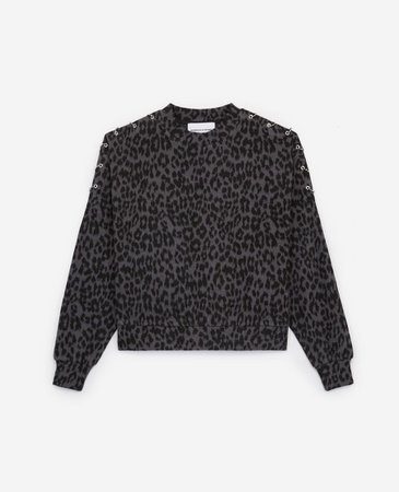 Black leopard print fleece sweatshirt | The Kooples