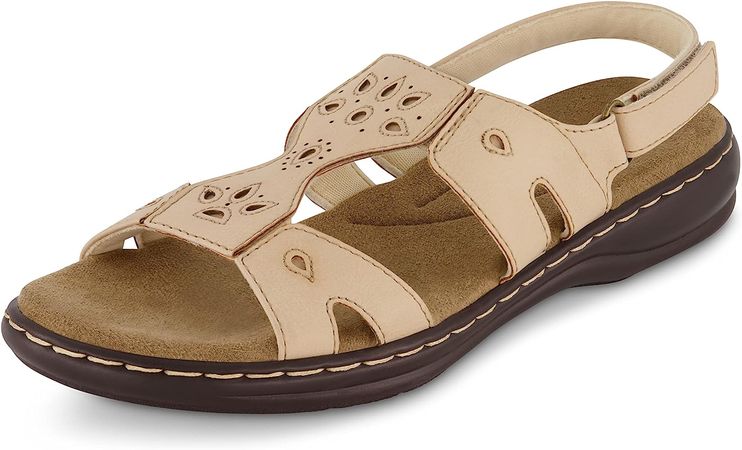 Amazon.com | CUSHIONAIRE Women's Briar comfort sandal +Comfort Foam, Navy 8.5 W | Slides