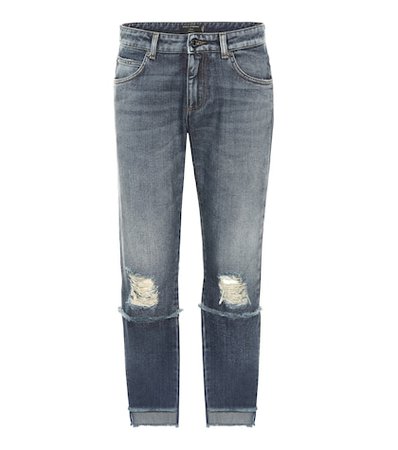 Distressed mid-rise cropped jeans