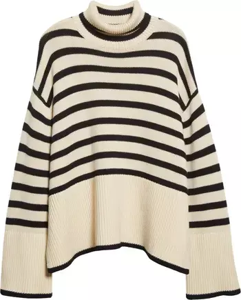 Totême Stripe Wool Blend Turtleneck Sweater | Nordstrom