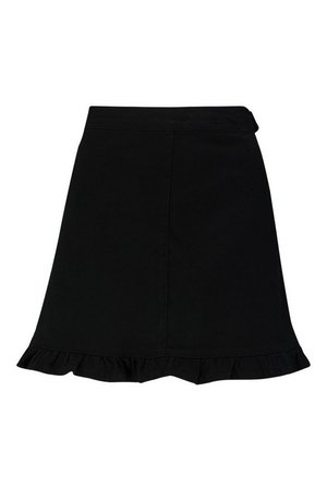 Frill Hem Denim Mini Skirt black