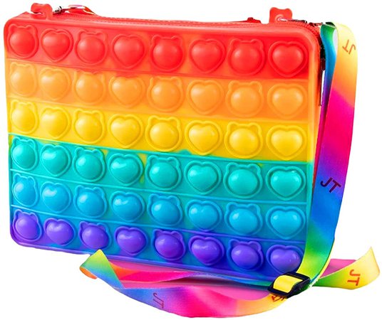 Azsure Lifestyle Large 9 x 7 inch Fidget Pop It Shoulder Crossbody Bag Colorful Pops Purse for Girls Women. Trendy & Fashionable Bubble Poppit Handbag Wallet. Rainbow Colors: Handbags: Amazon.com