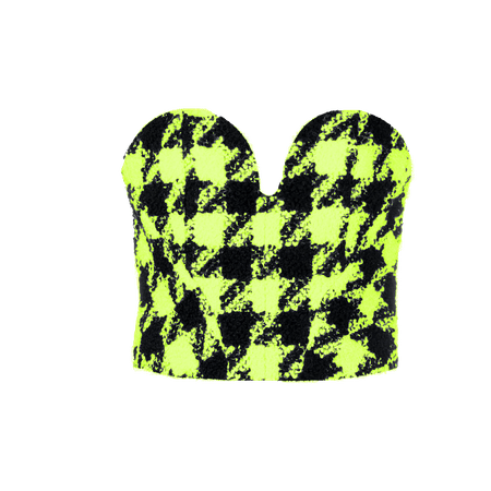 Black and Neon Green Houndstooth Strapless Bustier (Heavenscent edit)