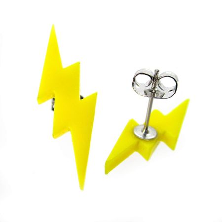 yellow lightning bolt earrings