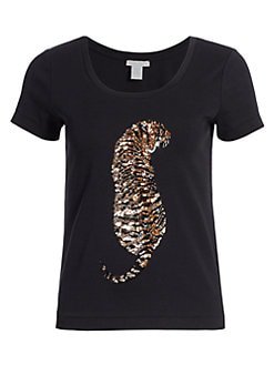 Joan Vass tiger sequin t-shirt