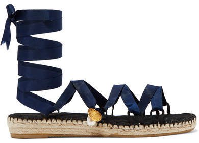 The Lion And The Baroque Embellished Grosgrain Espadrilles - Navy