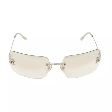 Chanel CC Logo Rhinestone Clear Transparent Silver Sunglasses 4017-D – Undothedone