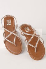 Cute Gold Slides - Slide Sandals - Elastic Slide Sandals