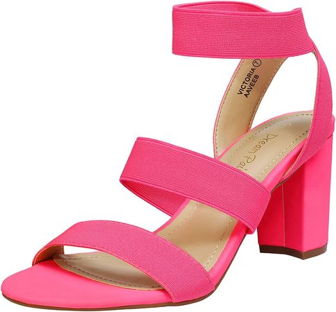 Amazon.com | DREAM PAIRS Women's Open Toe High Chunky Elastic Strap Dress Heel Sandals | Heeled Sandals