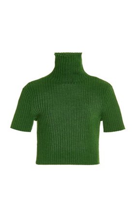 Lilou Ribbed-Knit Wool-Blend Turtleneck Crop Top By Staud | Moda Operandi