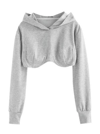 grey cropped pullover hoodie