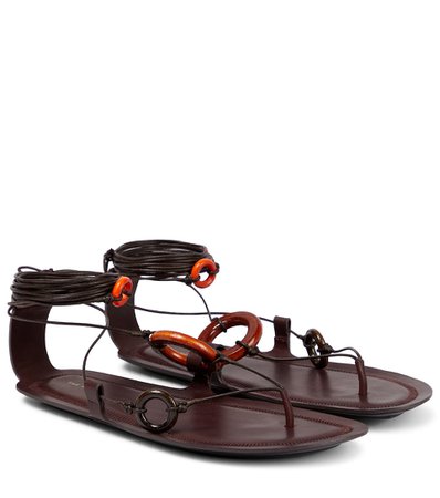The Row - Ring leather thong sandals | Mytheresa