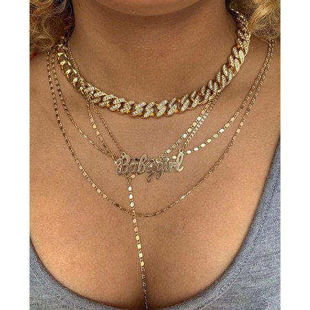 Excited to share this item from my #etsy shop: Babygirl cuban link set, baby girl necklace layered, ba… | Babygirl necklace, Fantasy jewelry, Cute jewelry