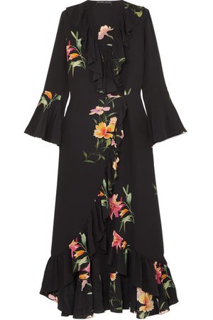 Etro | Ruffled floral-print silk crepe de chine wrap dress | NET-A-PORTER.COM