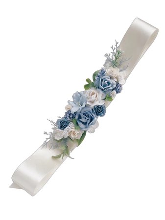 Flower Sash belt, Flower girl dress, Blue Flower sash belt, Wedding sash