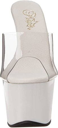 (Clear White) Pleaser Women's Adore-701 Sandal | Platforms & Wedges