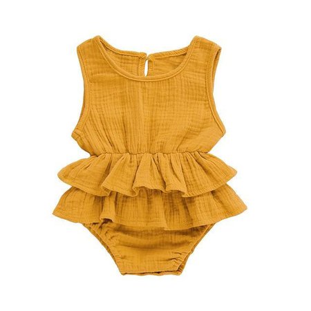Baby Girl Solid Ruffle Romper – The Trendy Toddlers
