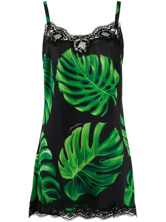 Dolce & Gabbana Leaf Print Slip Dress - Farfetch