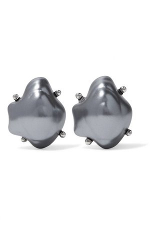 Kenneth Jay Lane | Rhodium-plated faux pearl clip earrings | NET-A-PORTER.COM
