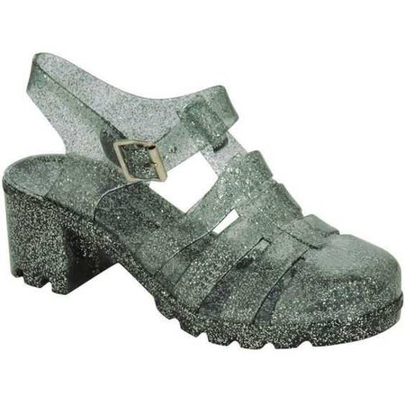 silver sparkly jelly sandals
