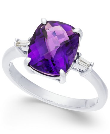 Macy's Sterling Silver Amethyst & Diamond Accent Ring