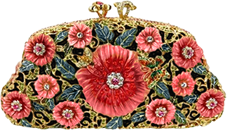 gold plated red floral clutch
