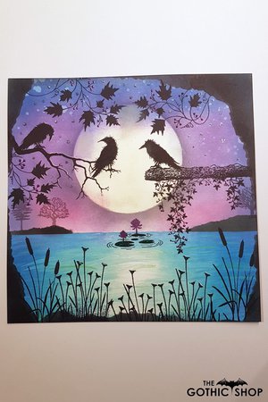 Crows Moonlight Handmade Gothic Framed Picture | Gifts &
