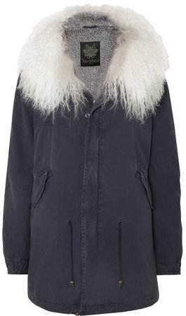 Hooded Shearling-lined Cotton-canvas Parka - Blue